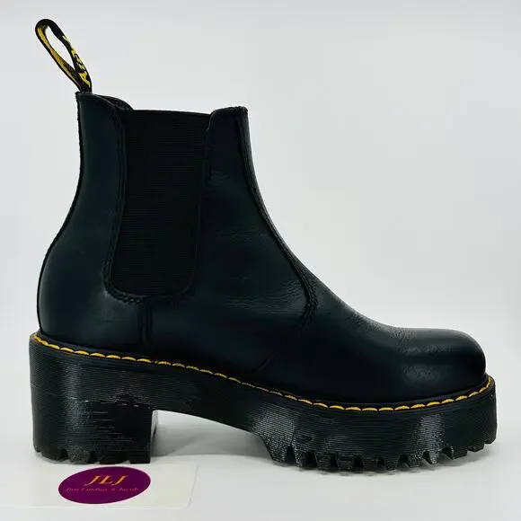 Dr. Martens Women's Rometty Black Wyoming Leather Platform Chelsea Boots Size 7 - Picture 7 of 11
